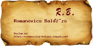 Romanovics Balázs névjegykártya